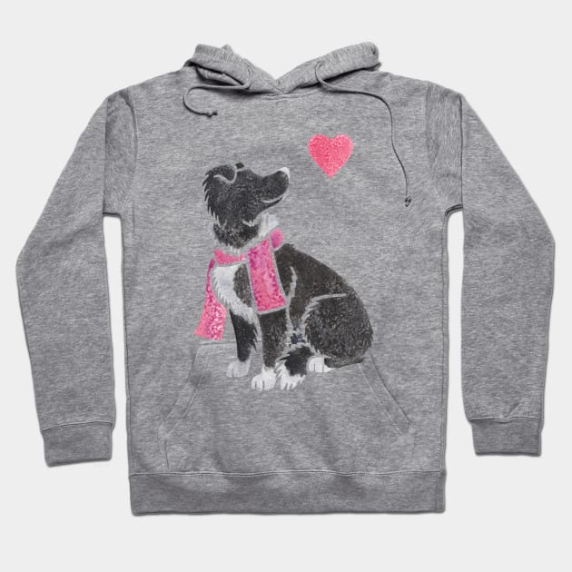 Watercolour Border Collie Hoodie by animalartbyjess